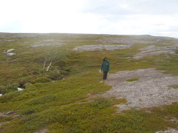 Nirina findet ein Rentiergeweih Porsangenfjord 2012