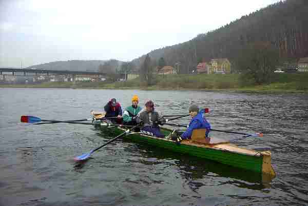 Ruder-Dreier auf der Elbe