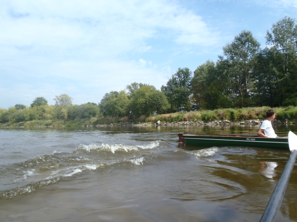 Heckwellen von Ruderbooten auf der Narew 2015