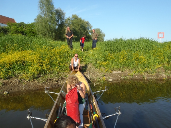 Kilometer 509 Ruderboot an der Buhne Oder 2012