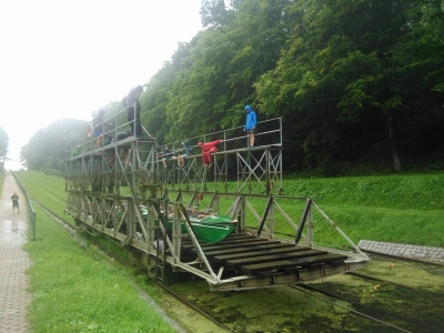 Ruderboot auf der schiefen Ebene Polen 2017