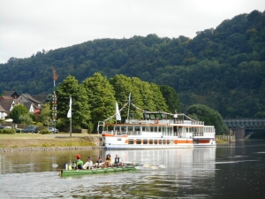 Ruderboot nach dem Start in Bodenwerder 2018