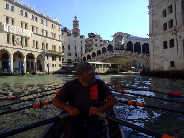 Ruderer  vor der Rialto Bruecke 2017