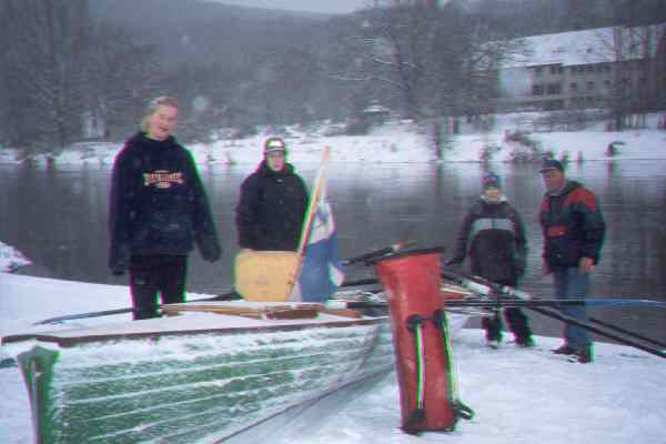 Schnee Rudern auf der Weser