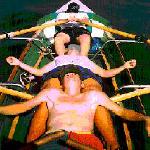 Ruderer beim Pause machen