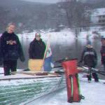Schnee Rudern auf der Weser
