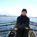 Schlagmann Ruderboot auf der Elbe 0809