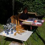 Petra mit den Pokalen Drachenbootcup Kleinmachnow DB10