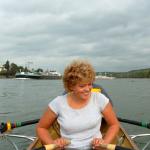 Elina zwischen den Frachtern Rhein 2011