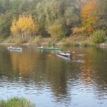Ruderboote auf Warteposition Teltowkanal Spreewald 11
