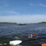 Ruderboot vor den Sandbaenken auf der Weichsel 2015