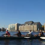 Ruderboot vor der Oberbaumbruecke Wiking 2018