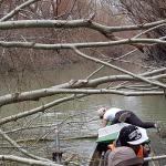 Johanna raeumt den Weg fuer die Boote frei Donaudelta 2019