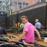 Ruderboote in der Elde Schleuse Mecklenburg 2002