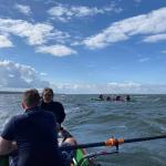 Inrigger in schwerer See Ruegen 2020