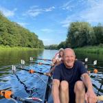 Olaf Scholz im Ruderboot auf dem Teltowkanal