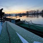 Start bei Sonnenaufgang in Litomerice Ruderboote Elbe 2023