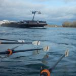 Schiffsverkehr auf dem Rhein Februar 2024