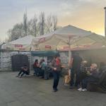 Abendessen auf dem Hotelhof in Crossen an Ostern Oder 2024