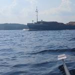 Kümo mit Holzladung auf dem Saimaa